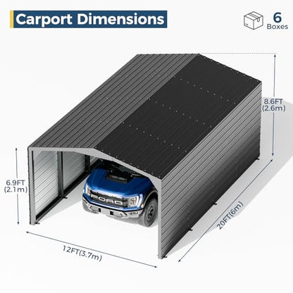 Military Grade Metal Carport 12x20 FT