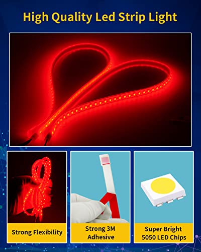 Red Car LED Strip Light (4 Count)