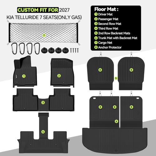 Floor Mat Set for 2027 Kia Telluride Gas 7 Seat