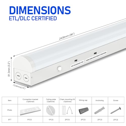Dimmable 8FT LED Linear Strip Light