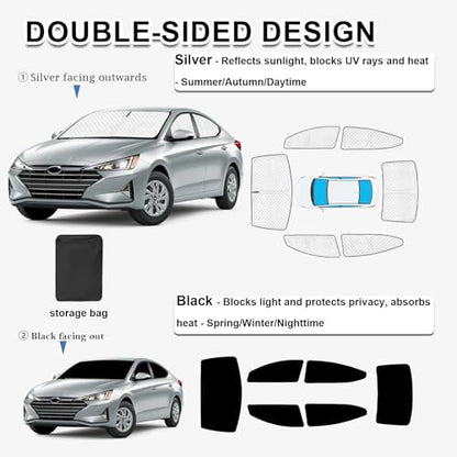 6pcs Thicken Sun Shades Custom for Hyundai Elantra Sedan 2017 (6 Count)