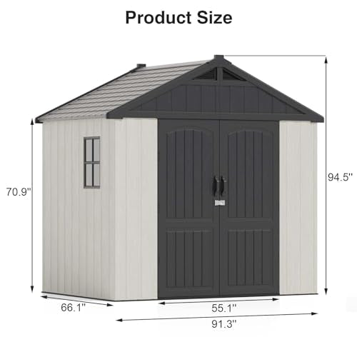 8x6 FT Resin Outdoor Storage Shed with Floor