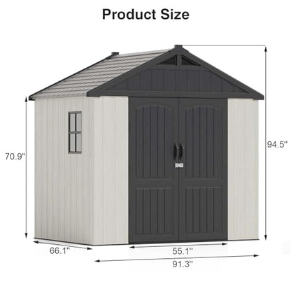 8x6 FT Resin Outdoor Storage Shed with Floor