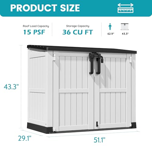 Outdoor Storage Cabinet 36 Cu Ft with Lockable Doors