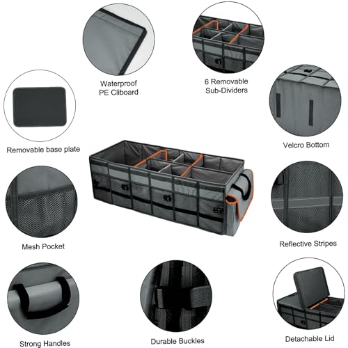 Car Trunk Organizer and Storage with Removable Leakproof Cooler Bag