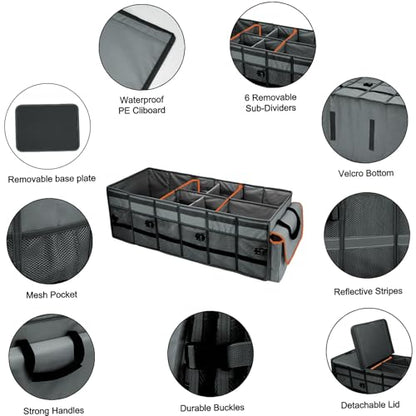 Car Trunk Organizer and Storage with Removable Leakproof Cooler Bag