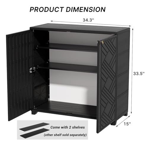 Outdoor Storage Cabinet Waterproof with 2 Shelves