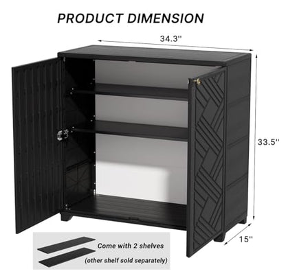 Outdoor Storage Cabinet Waterproof with 2 Shelves