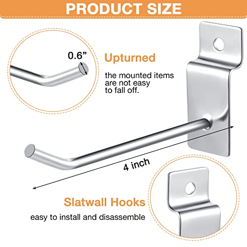 100 Pack Slatwall Hooks Silver Heavy Duty Slat Wall Hooks Metal Slatwall Accessories for Hanging Garage Retail Home Shop Display (100 Count)
