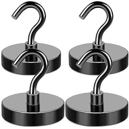 Magnetic Hooks Heavy Duty 150LB+ Strong Black Magnets Hook