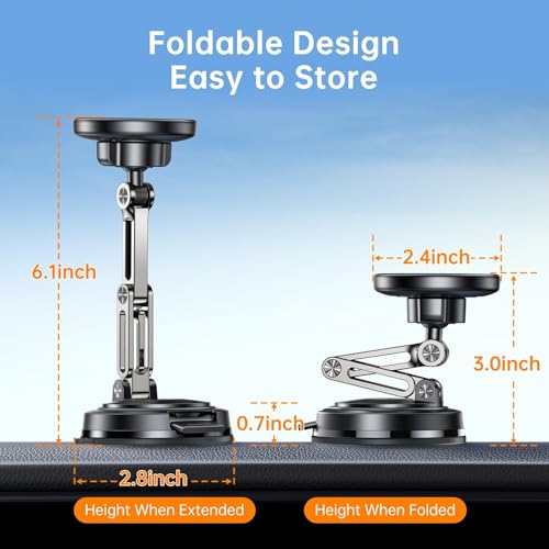 for MagSafe Car Mount Vacuum Magnetic Phone Holder Dash Windshield