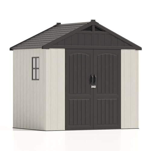 8x6 FT Plastic Outdoor Storage Shed with Floor