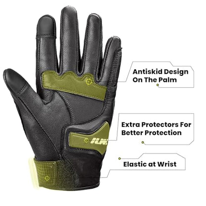 Goatskin Leather Motorcycle Motorbike Powersports Racing Gloves Touchscreen for Men and Women Model DN01