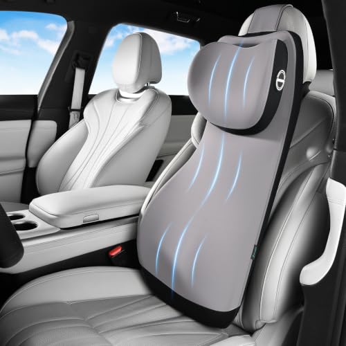 Memory Foam Lumbar Support and Headrest Pillow for Car Ergonomic Integrated Widened Design Head Neck Lumbar Support Breathable Washable Cushion for Car Truck Seat Long Driving Back Pain Relief