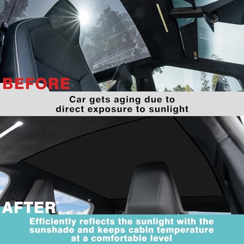 Foldable Roof Sunshade Compatible with 2026 2025 2024 Tesla Cybertruck Accessories Upgraded Heat Reflective Tech Accessories Sunroof Reflective Sun Shade