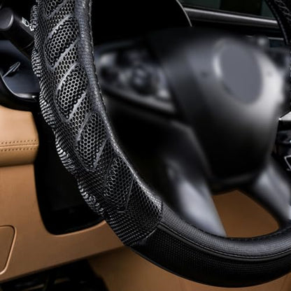 car Steering Wheel Cover Faux Leather Massage Universal fit 3D Honeycomb Hole Anti