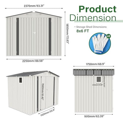8 x 6 FT Outdoor Storage Shed