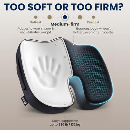 Seat Cushion Memory Foam Chair Cushion for Tailbone Pain Relief