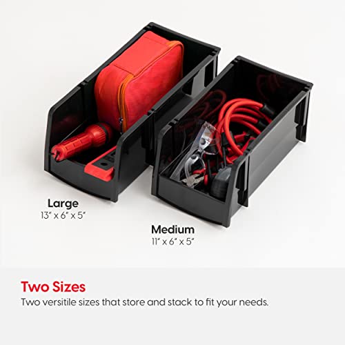 4-Pack, Medium Stackable Storage Bins, Black (4 Count)