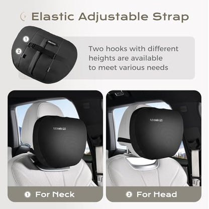 Leather Car Headrest Pillow Car Neck Pillow with Adjustable Strap