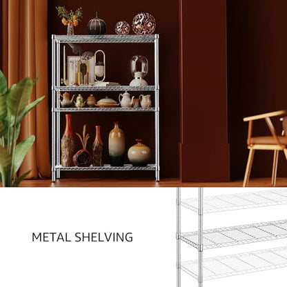 4 Tier Adjustable Heavy Duty Metal Wire Shelving Unit