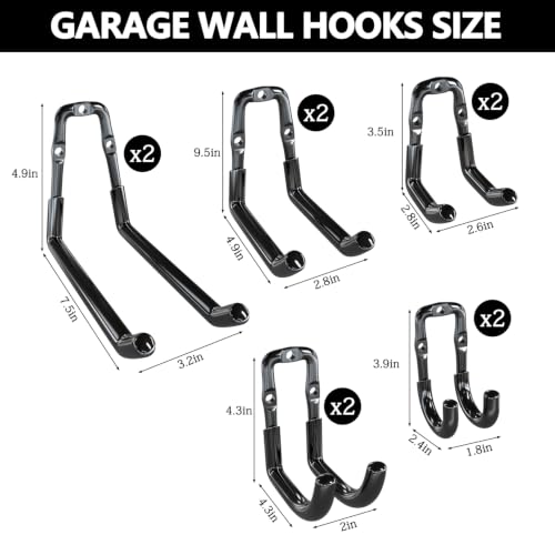 Garage Hooks Heavy Duty 10 Pack Wall Mount Storage Organizer (10 Count)