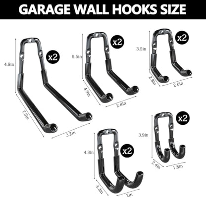 Garage Hooks Heavy Duty 10 Pack Wall Mount Storage Organizer (10 Count)