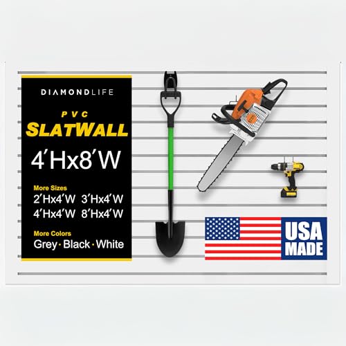Heavy Duty 4'H x 8'W PVC Garage SlatWall Storage System