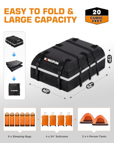 Rooftop Cargo Carrier Bag 20 Cu Ft Waterproof Car Roof Bag