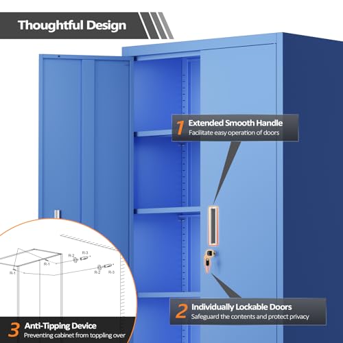 Rolling Metal Storage Cabinet with Adjustable Shelves