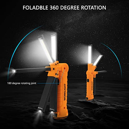 3 Pack Rechargeable LED Work Lights with Magnetic Base and 360° Rotation (3 Count)