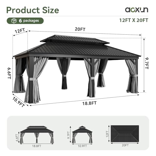 12' X 20' Hardtop Gazebo with Drainage System