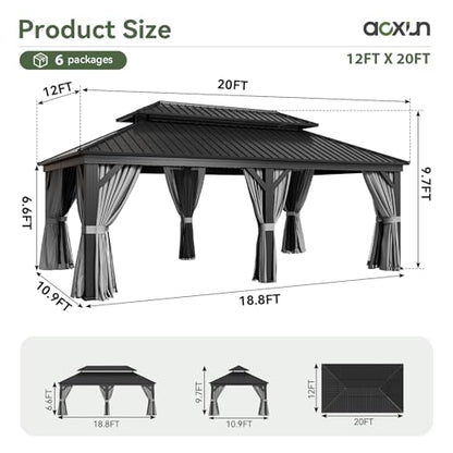 12' X 20' Hardtop Gazebo with Drainage System