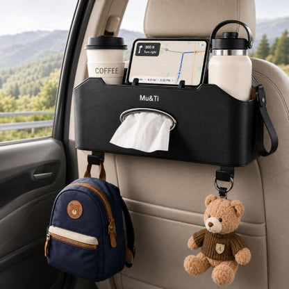 Back Seat Car Organizer with Cup Holders Tissue Box