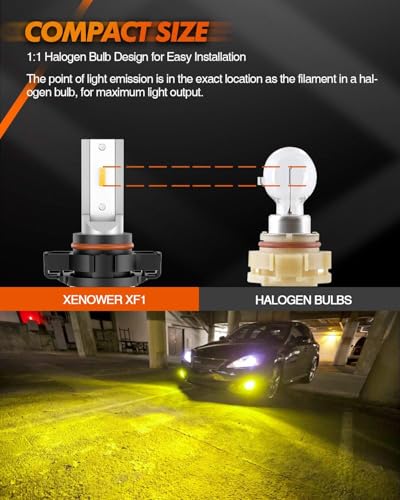 5201 5202 LED Fog Light Bulbs Yellow (2 Count)