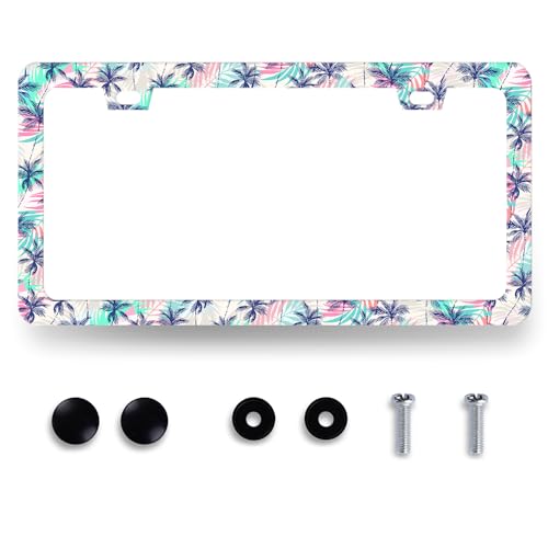 Palm Tree License Plate Frame Hawaii Tropical Leaves License Plate Holder