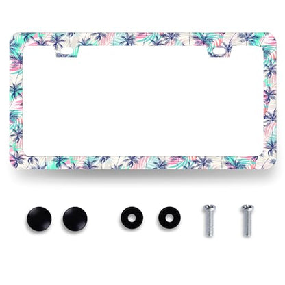 Palm Tree License Plate Frame Hawaii Tropical Leaves License Plate Holder