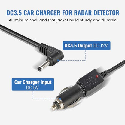12V Power Cord for Cobra Whistler Radar Detector 6.5ft