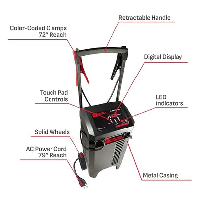 Farm & Ranch Wheeled Automatic 6A Car Battery Charger and 250A Engine Starter