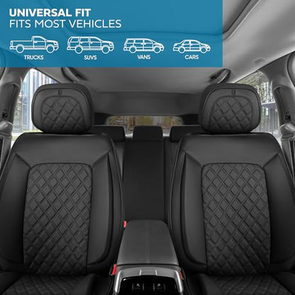 Curated Diamond IV Leather Seat Covers for Cars & SUVs (2 Count)