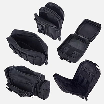 Universal Tactical Car Seat Back Organizer Bag Tactical Molle Vehicle Organizers Panel Vehicle Protector Organizers with 5 Detachable Pouches for Car Truck Ford Jeep