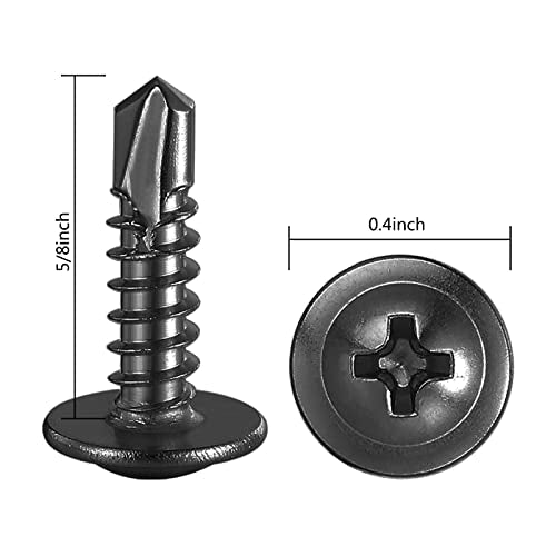 350Pcs)#8×5/8” for Sheet Metal Self-Tapping Screws 410 Black Stainless Steel Truss Head High-Strength Quick Tapping