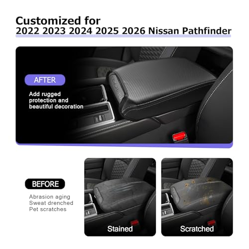 2025 2026 Pathfinder Center Console Cover Compatible with Pathfinder 2022 2023 2024 2025 2026 Accessories Armrest Cover Armrest Console Cover Carbon Fiber Texture