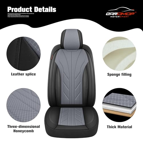 Luxury Faux Leather&Fabric Car Seat Covers Full Set with Breathable 3D Foam Back Support (5 Count)