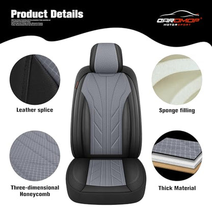 Luxury Faux Leather&Fabric Car Seat Covers Full Set with Breathable 3D Foam Back Support (5 Count)