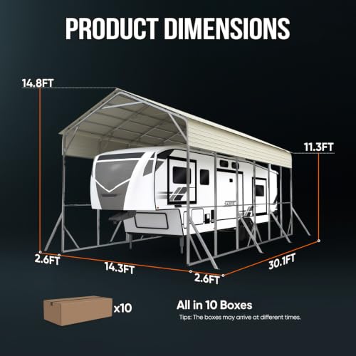 14x30x15 FT RV Metal Carport