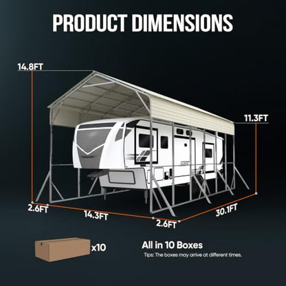 14x30x15 FT RV Metal Carport
