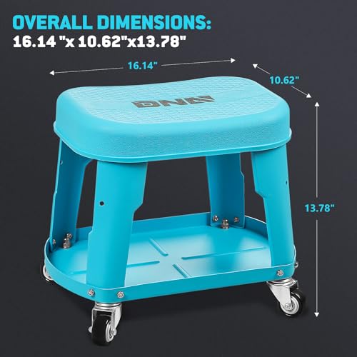 Removable Rolling Garage Stool with Seat Cushion & Tool Tray Plate