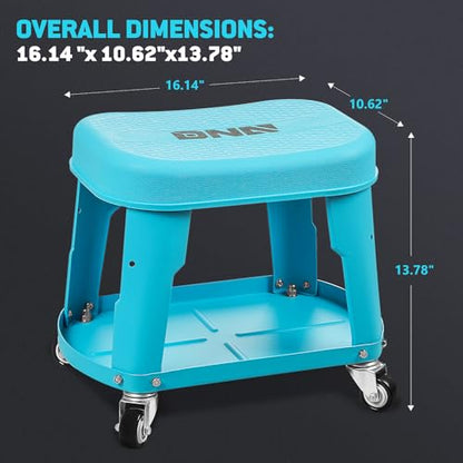 Removable Rolling Garage Stool with Seat Cushion & Tool Tray Plate