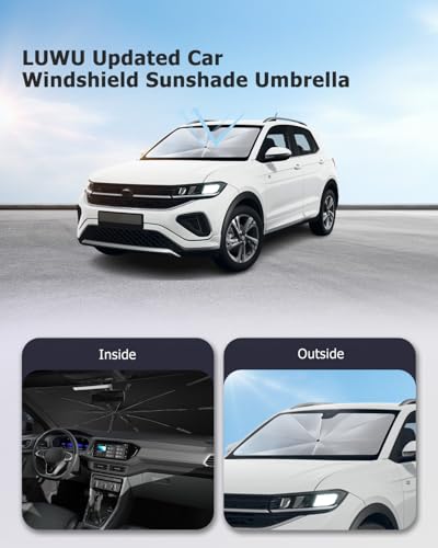 2025 Upgrade Car Windshield Sun Shade Windshield Sunshade Umbrella [Star Fabric] Protect Car from Sun Rays&Heat Damage Keeps Vehicle Cool